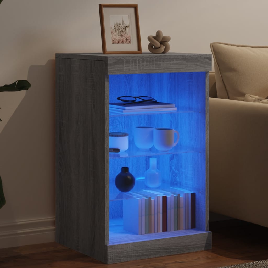 Buffet avec éclairage LED 41x37x67 cm couleur chêne