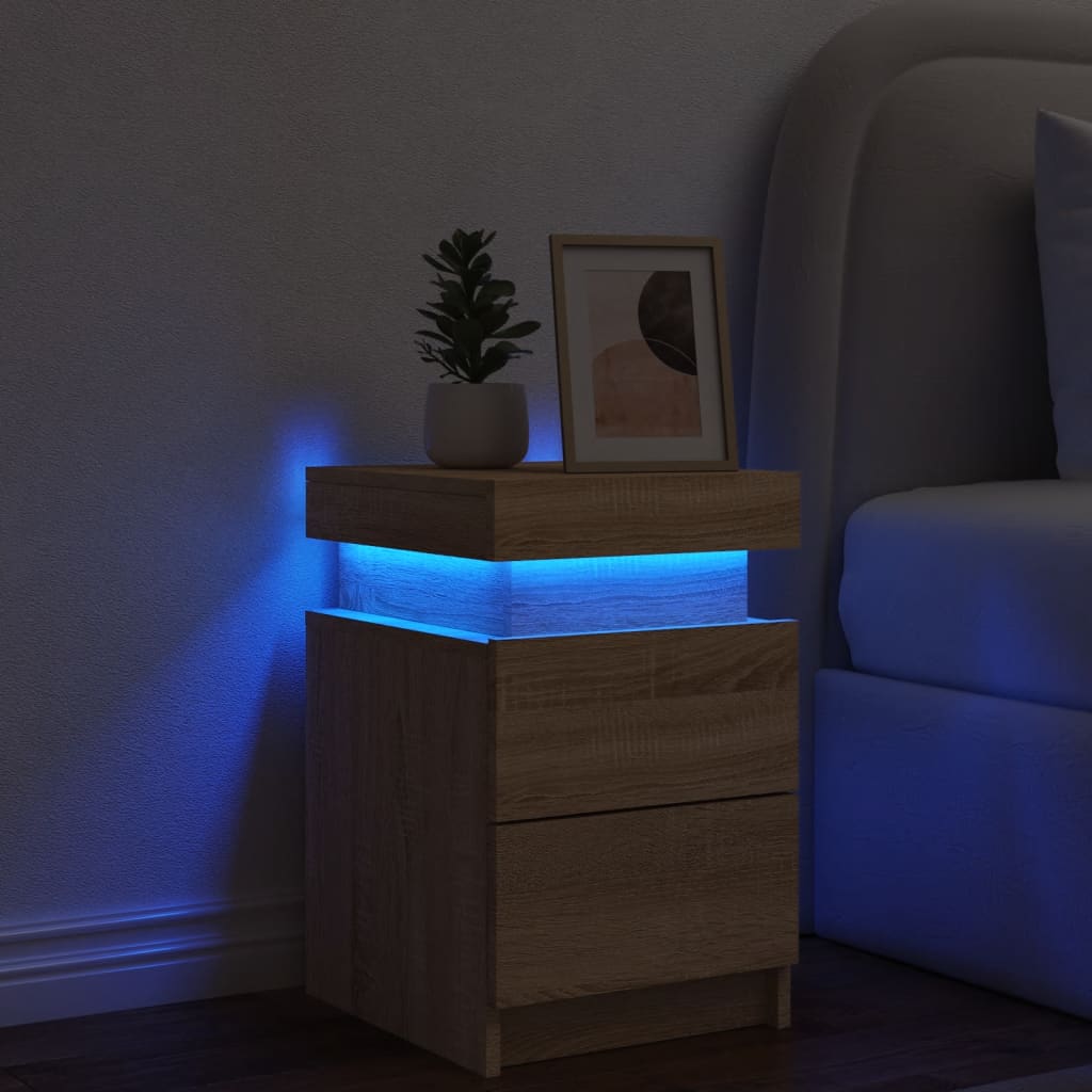 Table de chevet avec éclairage LED 35x39x55 cm