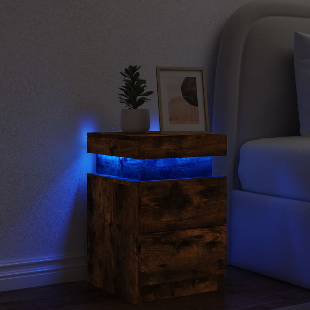 Table de chevet avec éclairage LED 35x39x55 cm