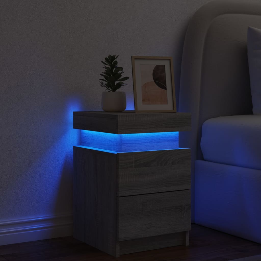 Table de chevet avec éclairage LED 35x39x55 cm