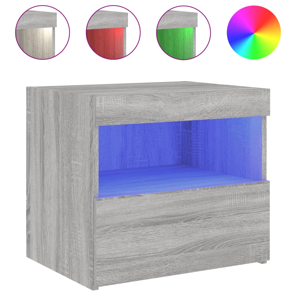 Table de chevet avec éclairage LED 50x40x45 cm