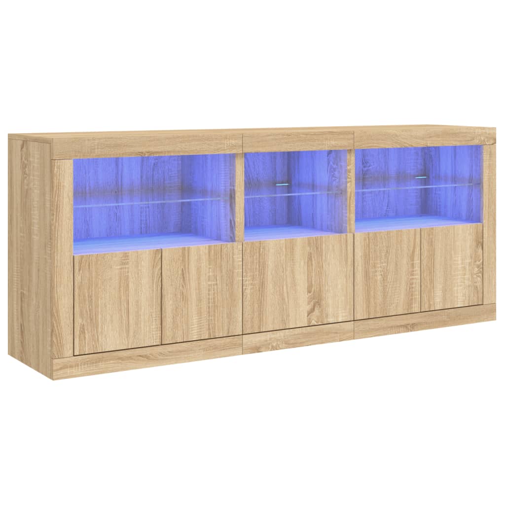 Dressoir met LED-verlichting 162x37x67 cm sonoma eikenkleurig