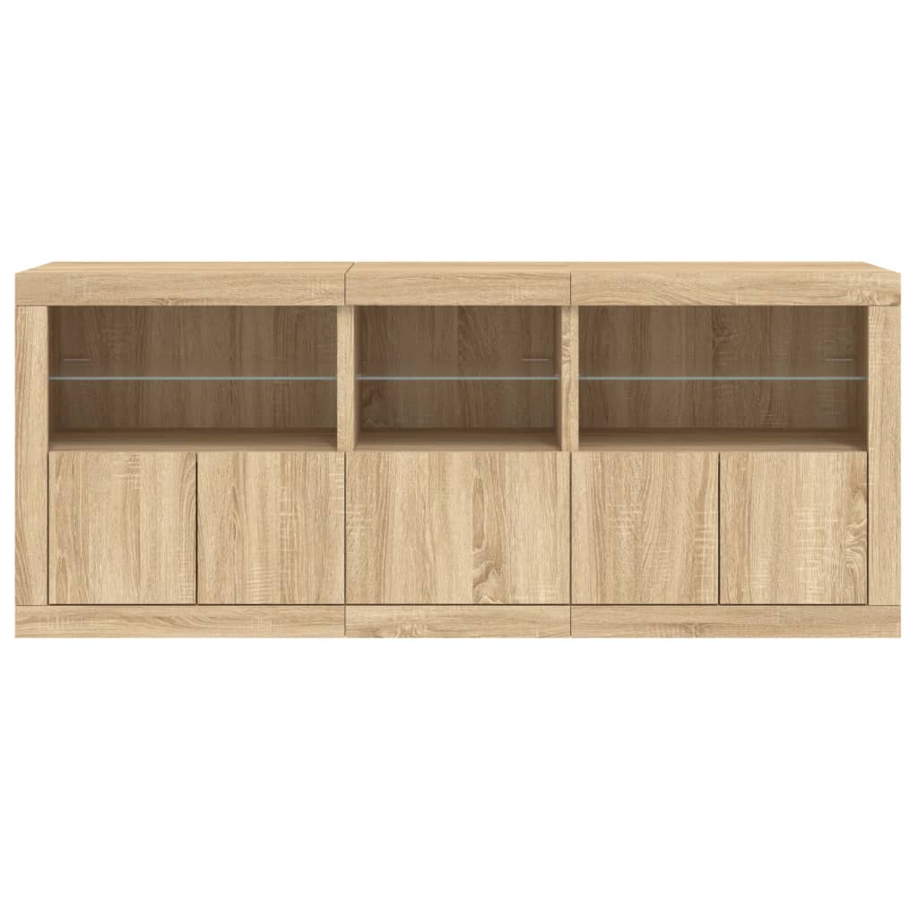 Dressoir met LED-verlichting 162x37x67 cm sonoma eikenkleurig