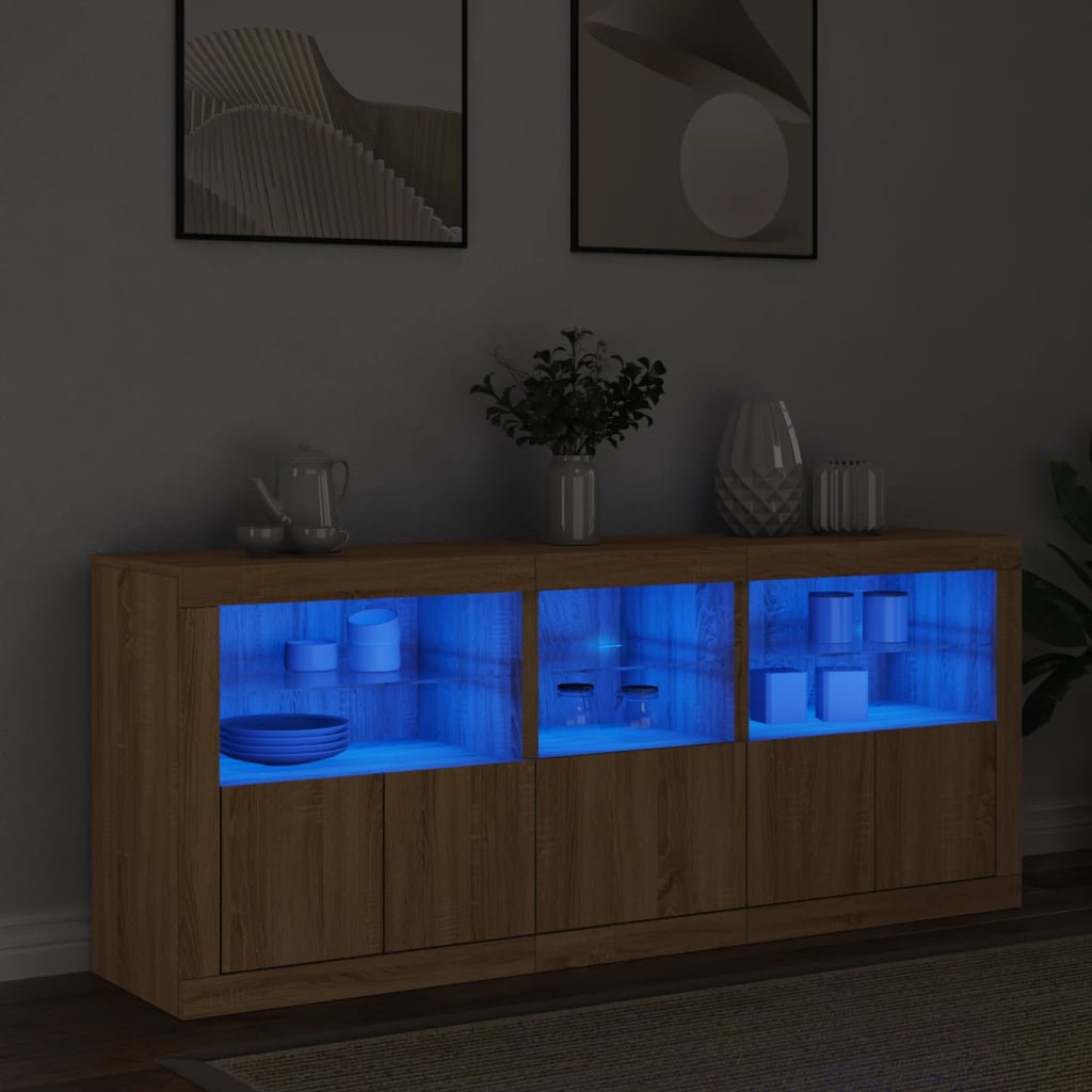 Dressoir met LED-verlichting 162x37x67 cm