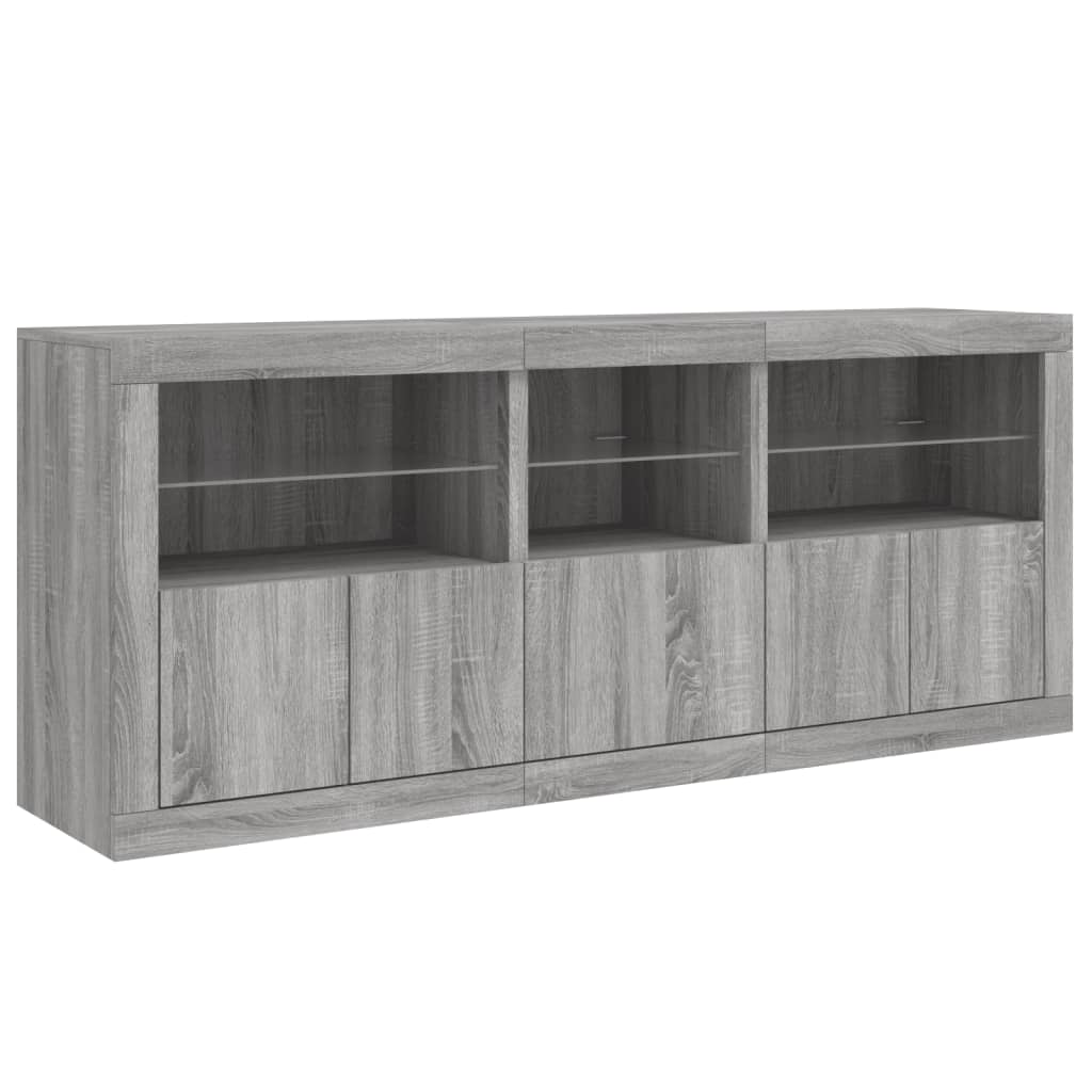 Dressoir met LED-verlichting 162x37x67 cm sonoma eikenkleurig