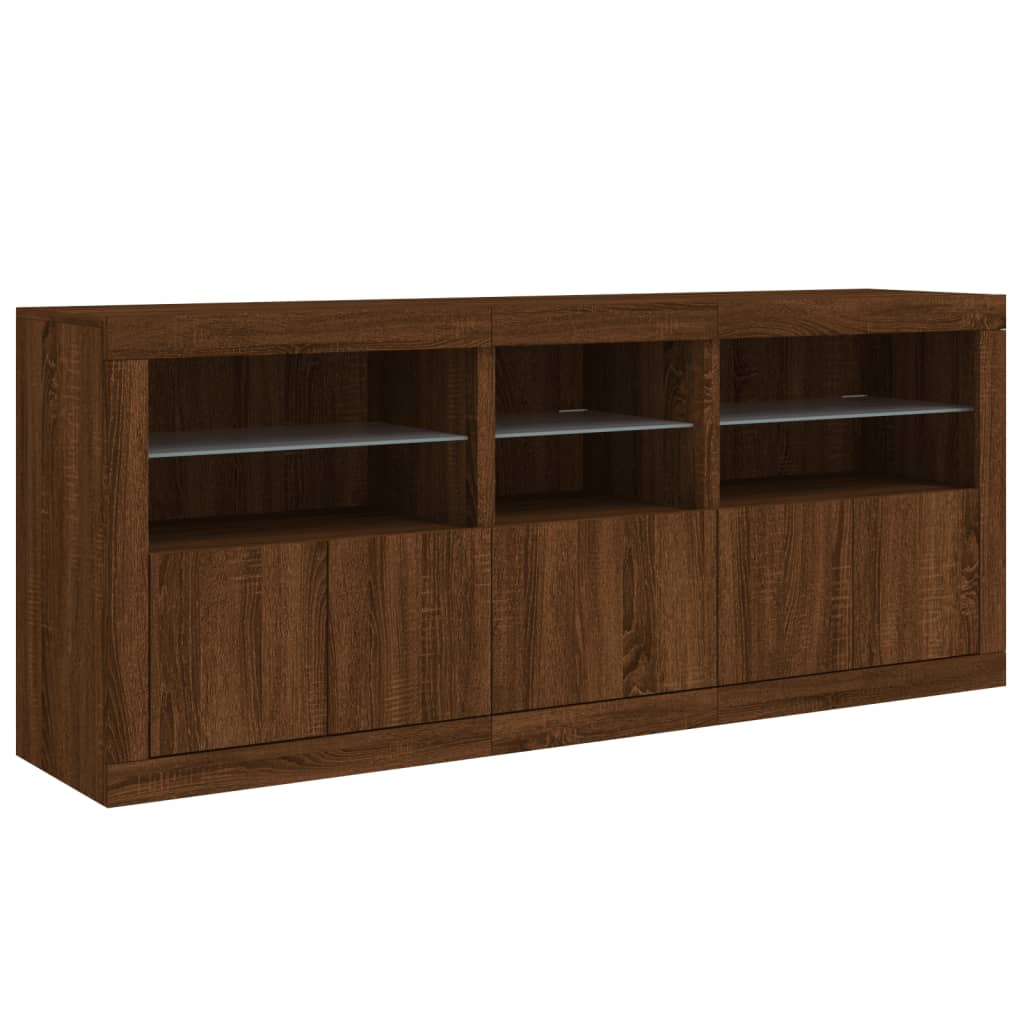 Dressoir met LED-verlichting 162x37x67 cm sonoma eikenkleurig