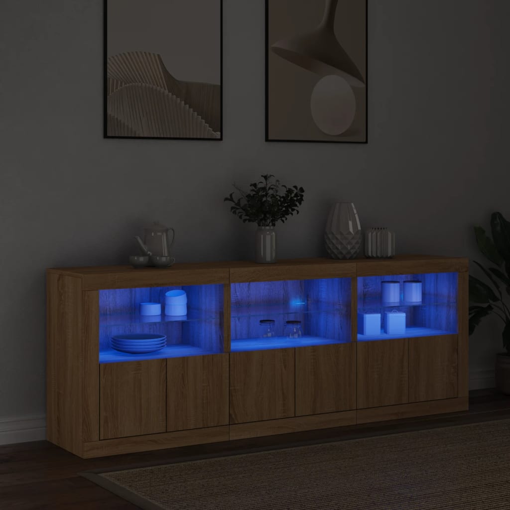 Dressoir met LED-verlichting 181,5x37x67 cm