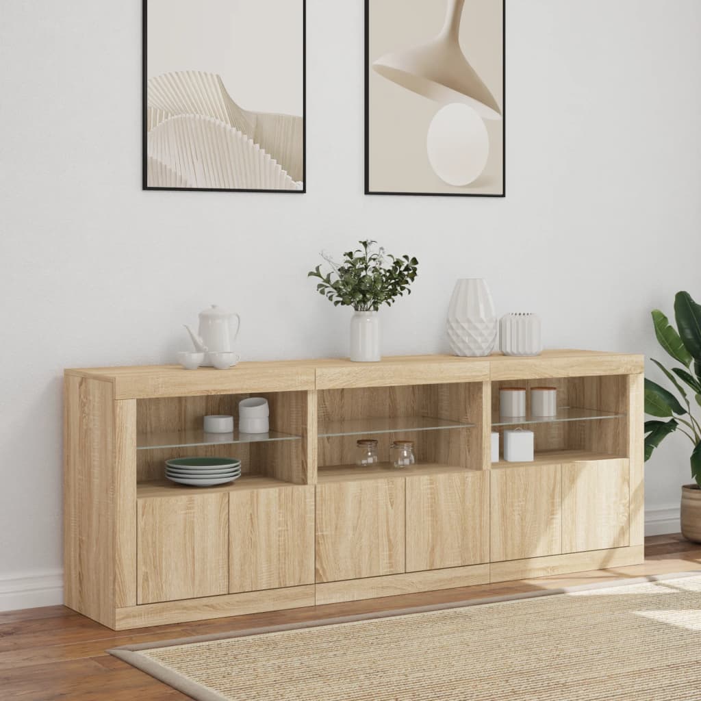 Buffet avec éclairage LED 181,5x37x67 cm