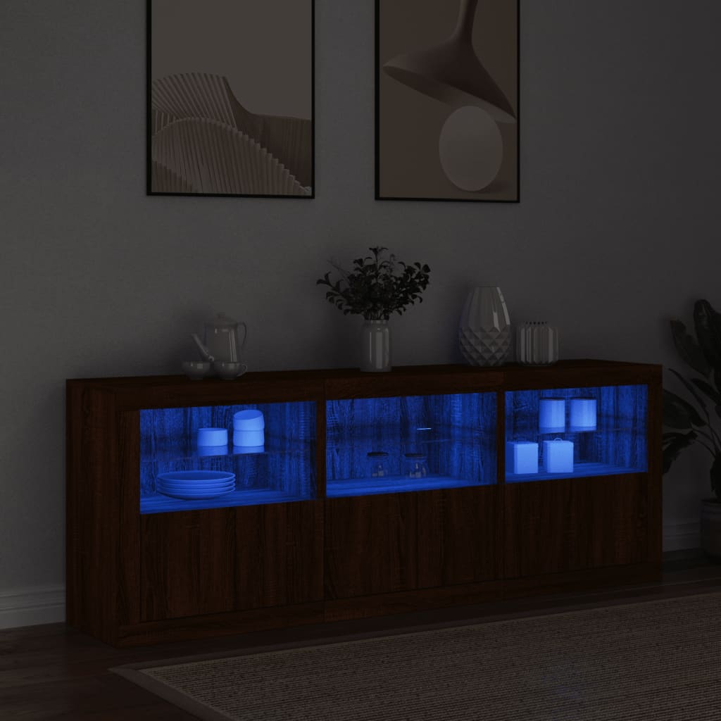 Dressoir met LED-verlichting 181,5x37x67 cm