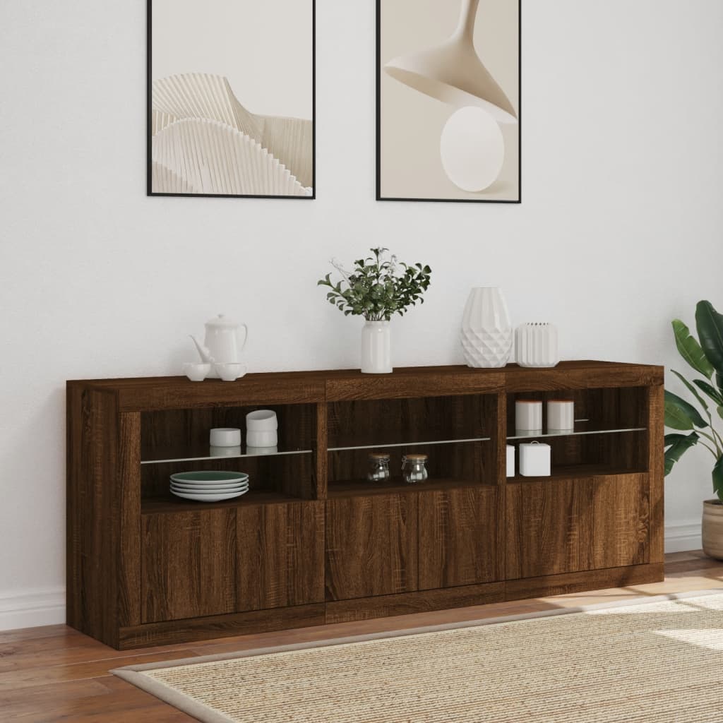 Buffet avec éclairage LED 181,5x37x67 cm