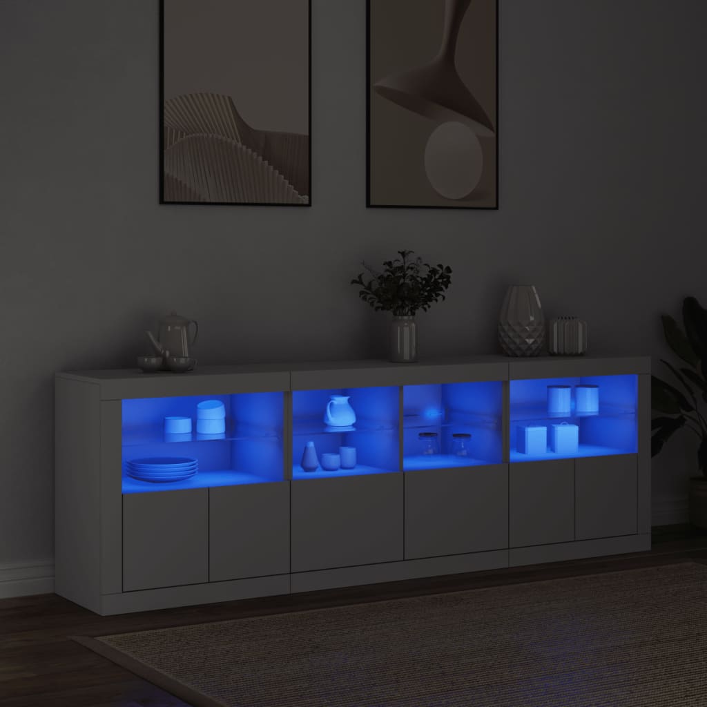 Buffet avec éclairage LED 202x37x67 cm couleur chêne