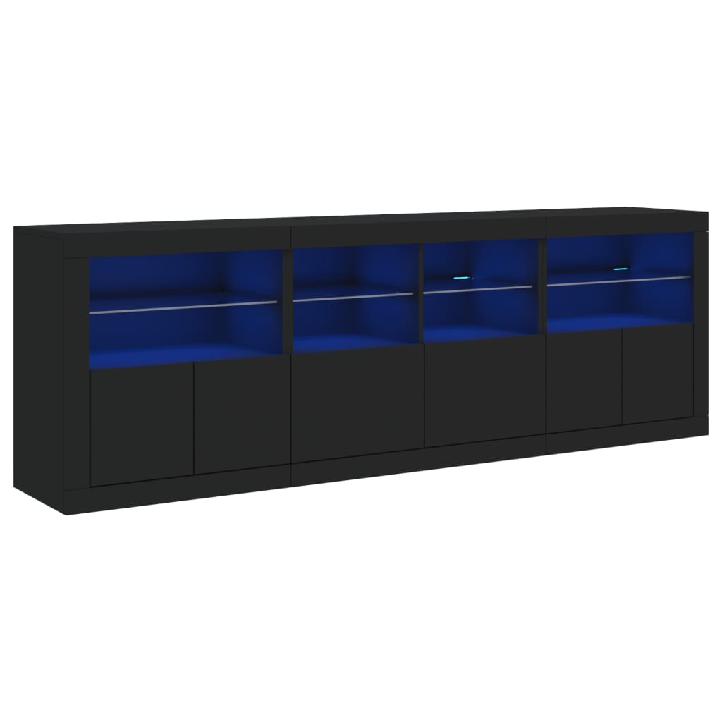 Buffet avec éclairage LED 202x37x67 cm couleur chêne