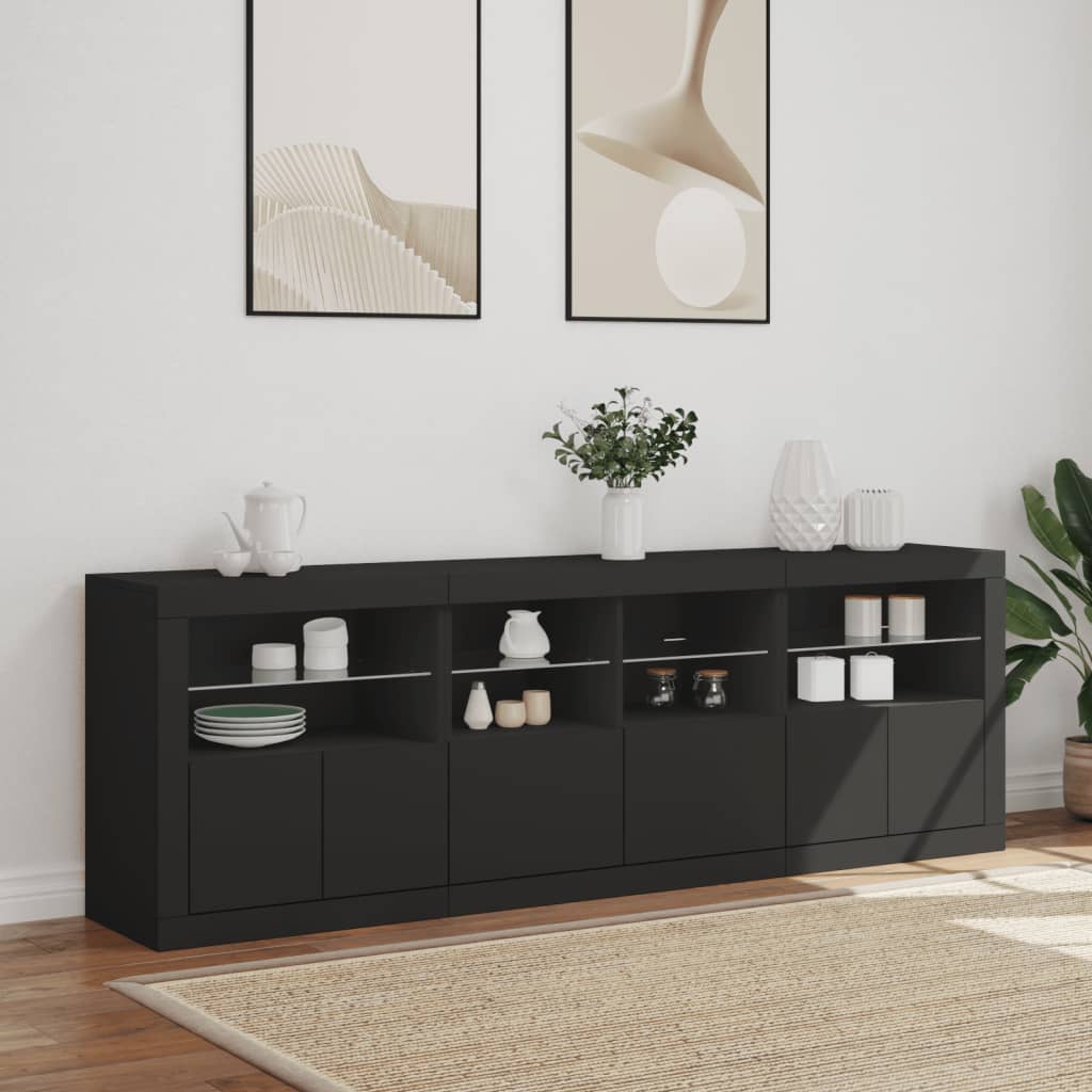 Buffet avec éclairage LED 202x37x67 cm couleur chêne