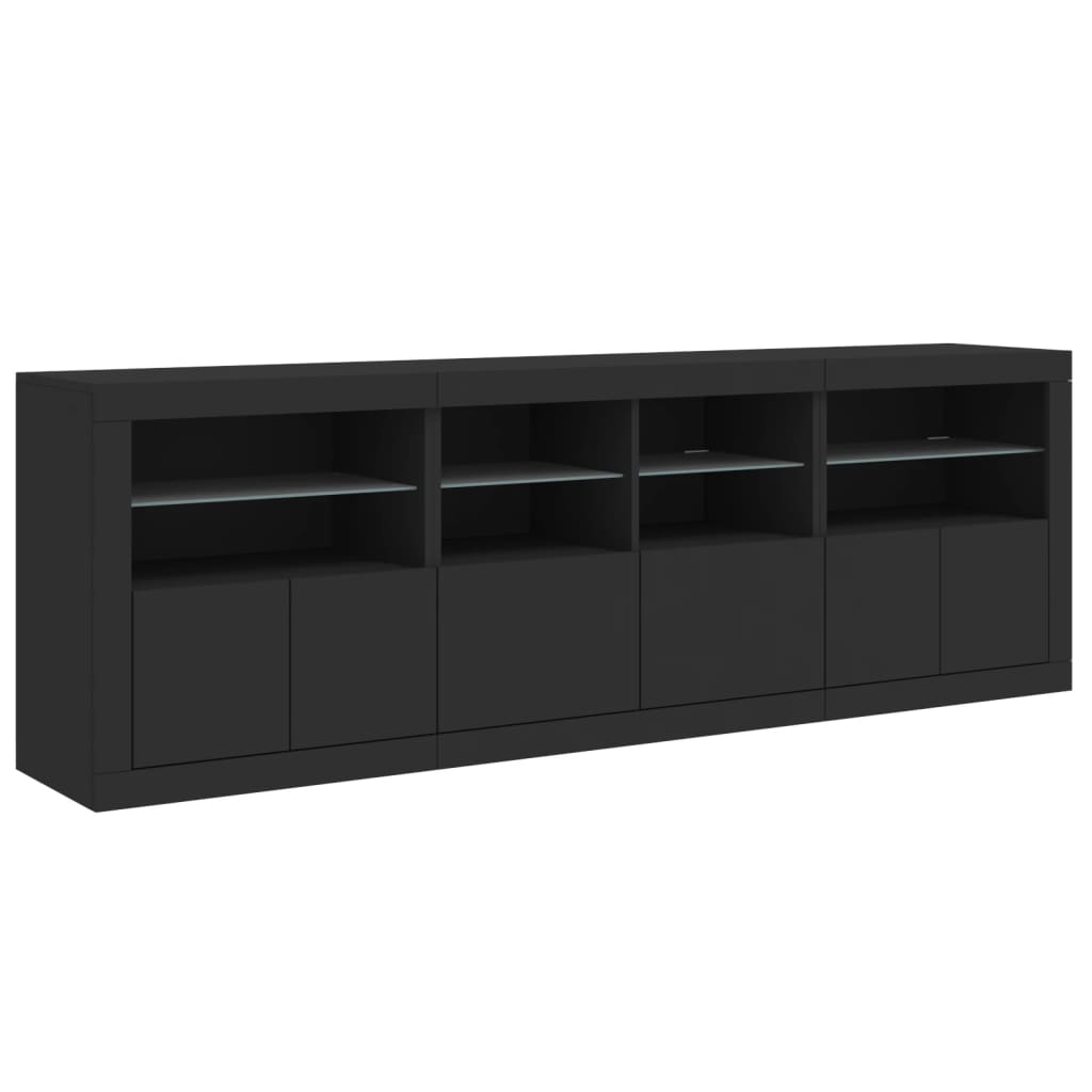 Buffet avec éclairage LED 202x37x67 cm couleur chêne