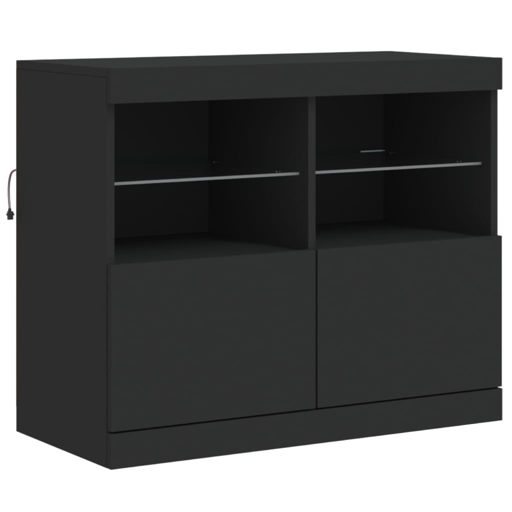 Buffet avec éclairage LED 202x37x67 cm couleur chêne