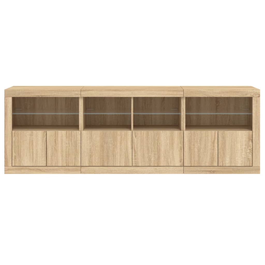 Buffet avec éclairage LED 202x37x67 cm couleur chêne