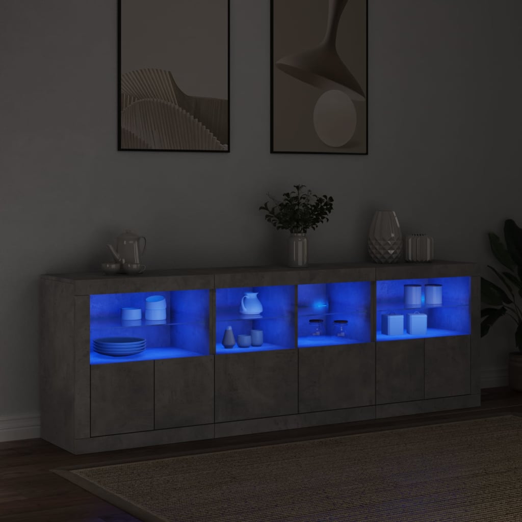 Buffet avec éclairage LED 202x37x67 cm couleur chêne