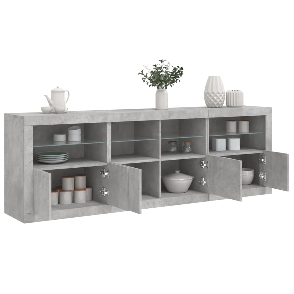 Buffet avec éclairage LED 202x37x67 cm couleur chêne