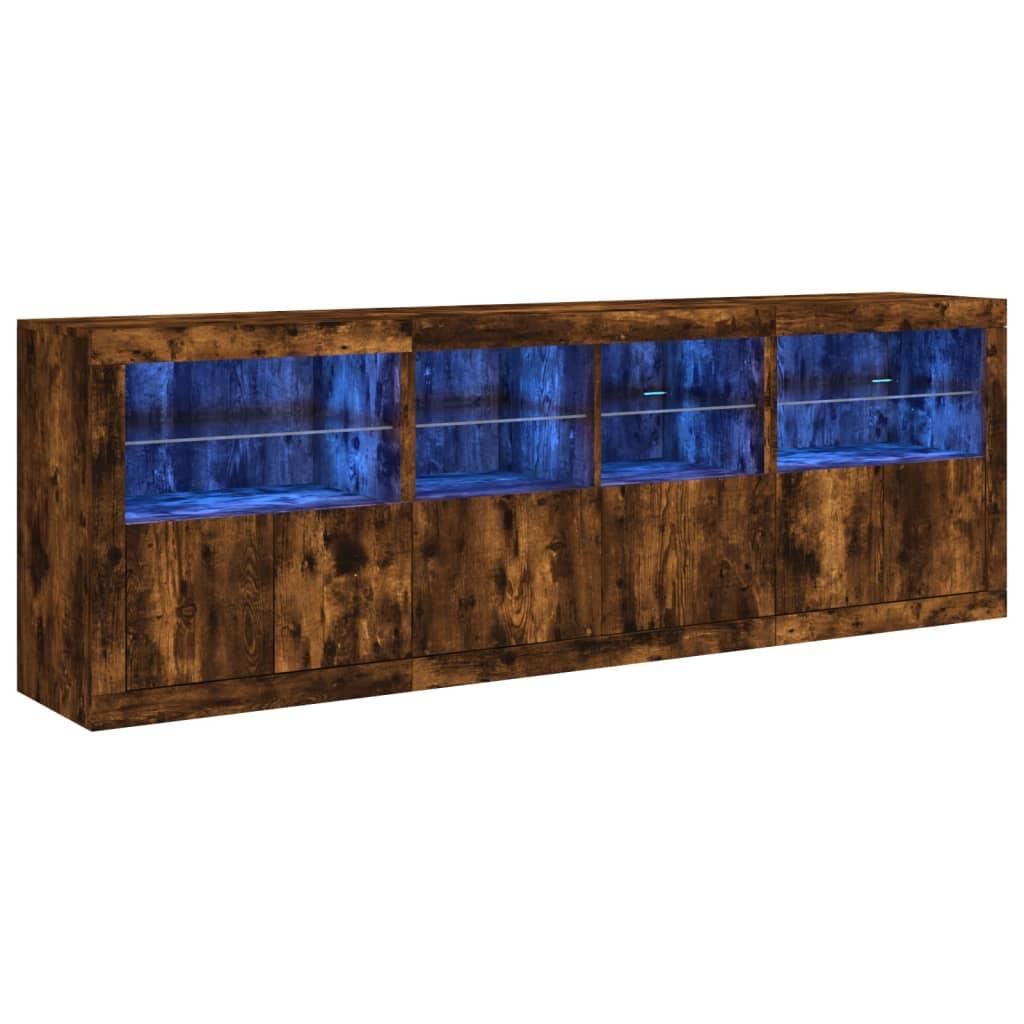 Buffet avec éclairage LED 202x37x67 cm couleur chêne