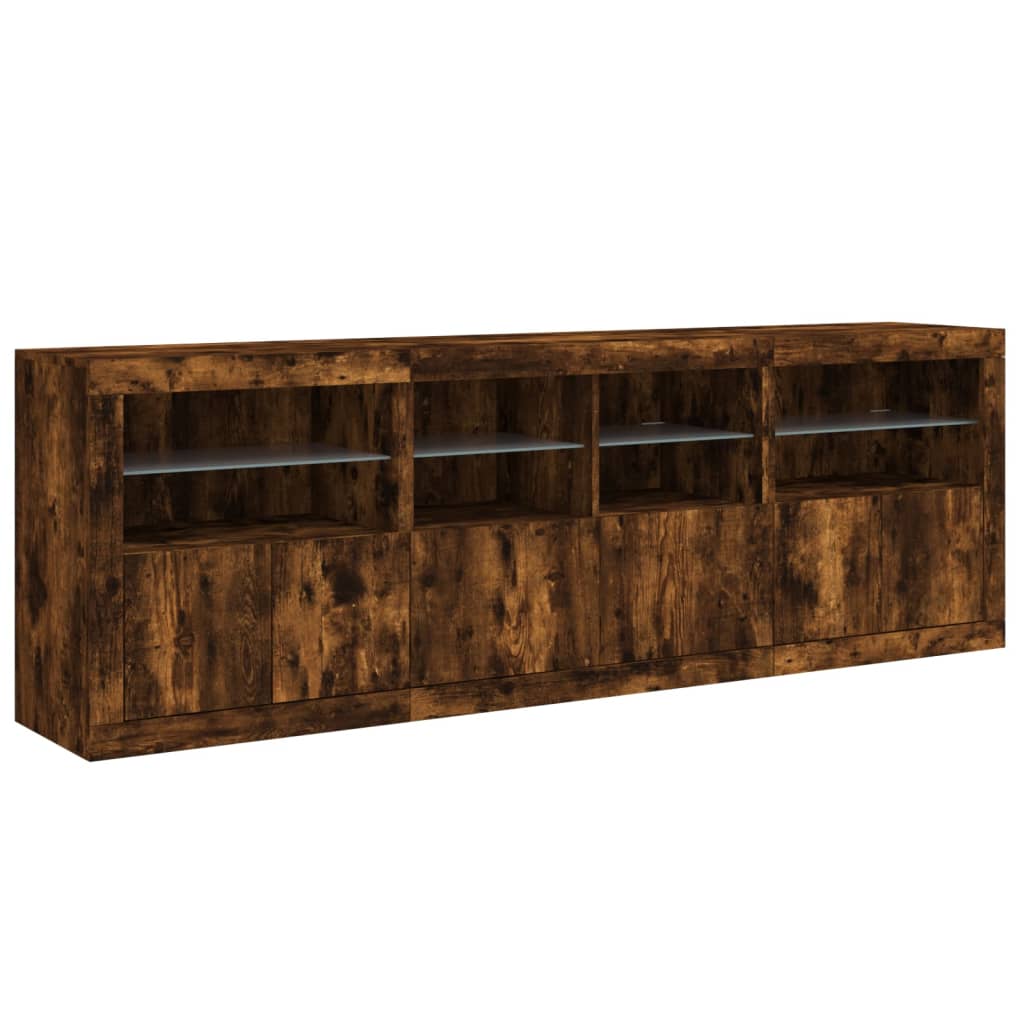 Buffet avec éclairage LED 202x37x67 cm couleur chêne