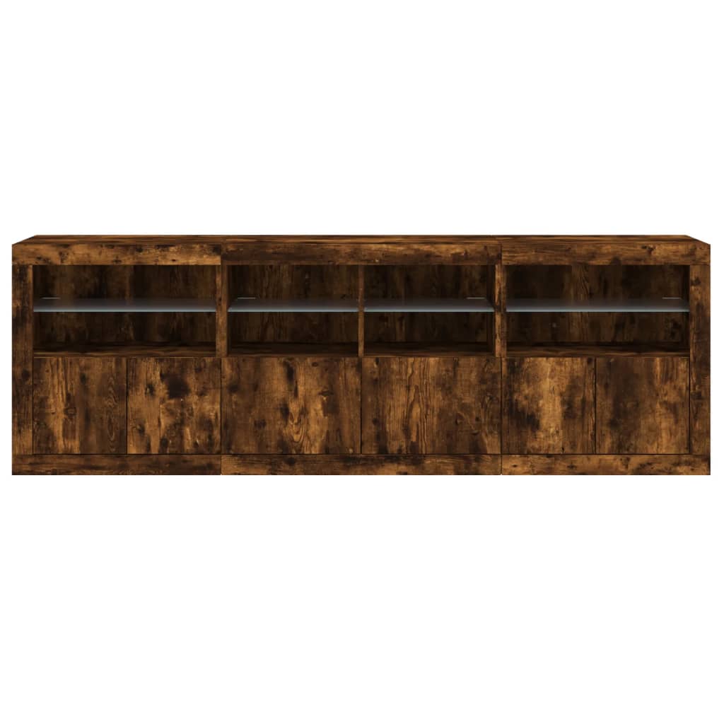 Buffet avec éclairage LED 202x37x67 cm couleur chêne