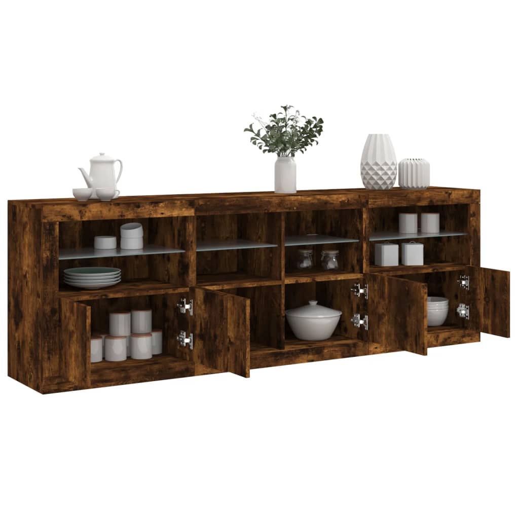 Buffet avec éclairage LED 202x37x67 cm couleur chêne