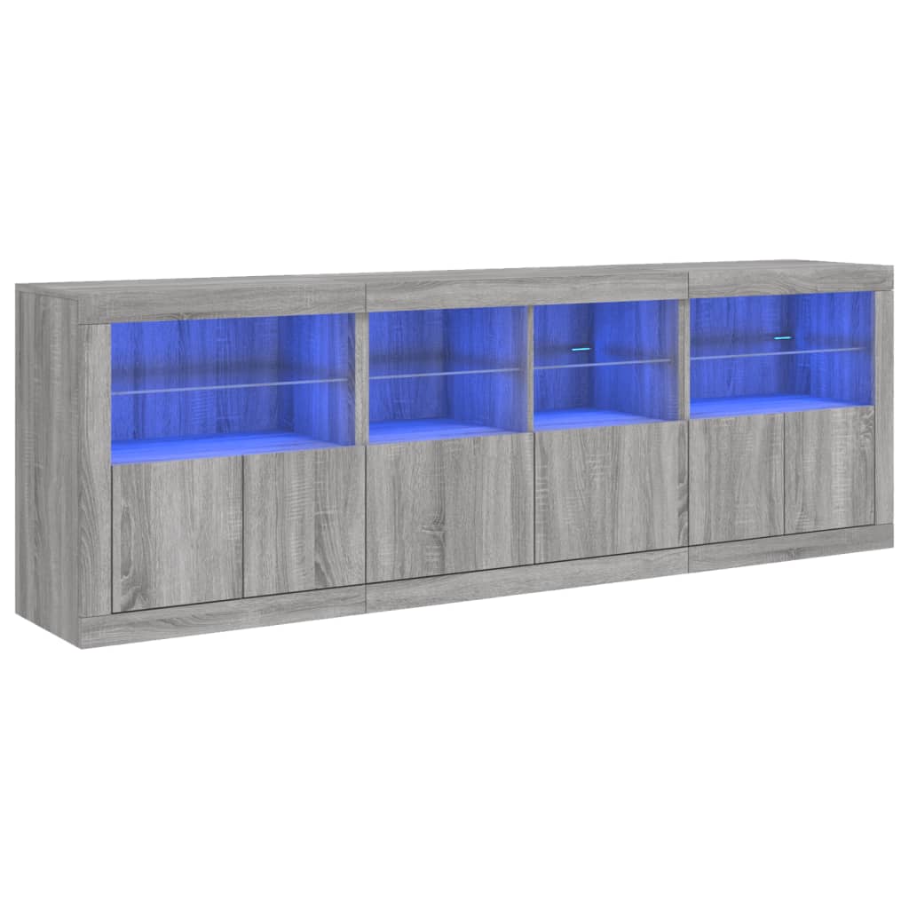 Buffet avec éclairage LED 202x37x67 cm couleur chêne