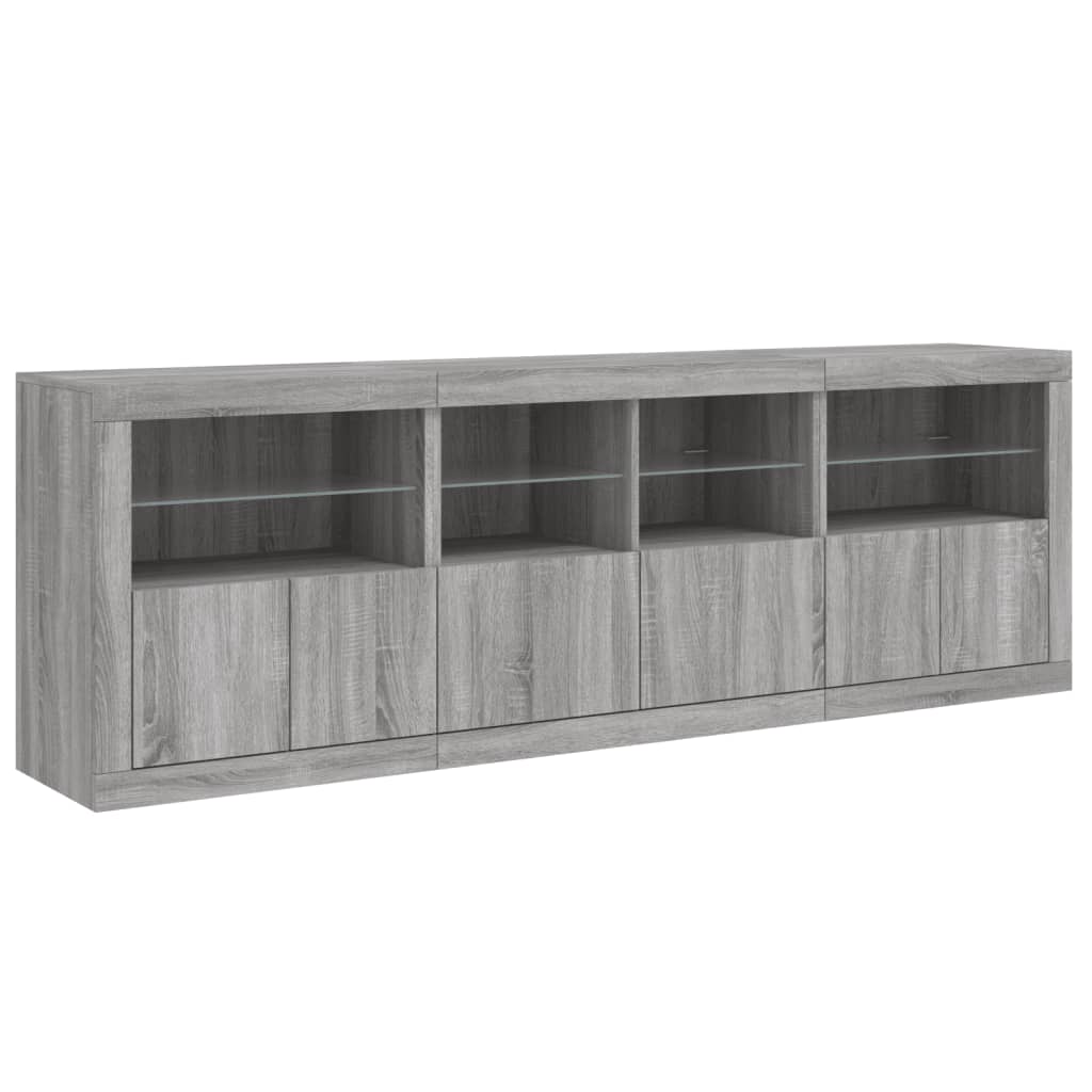 Buffet avec éclairage LED 202x37x67 cm couleur chêne