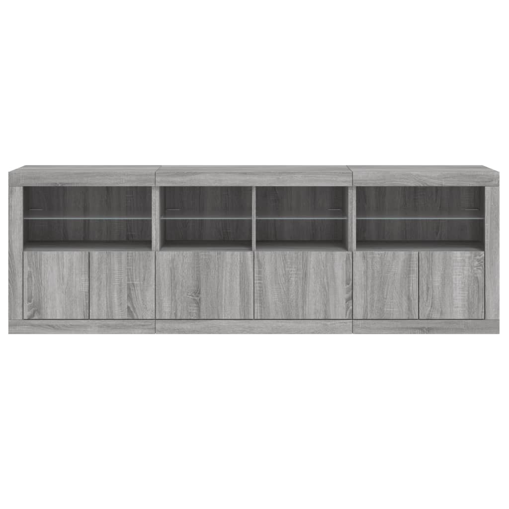 Buffet avec éclairage LED 202x37x67 cm couleur chêne