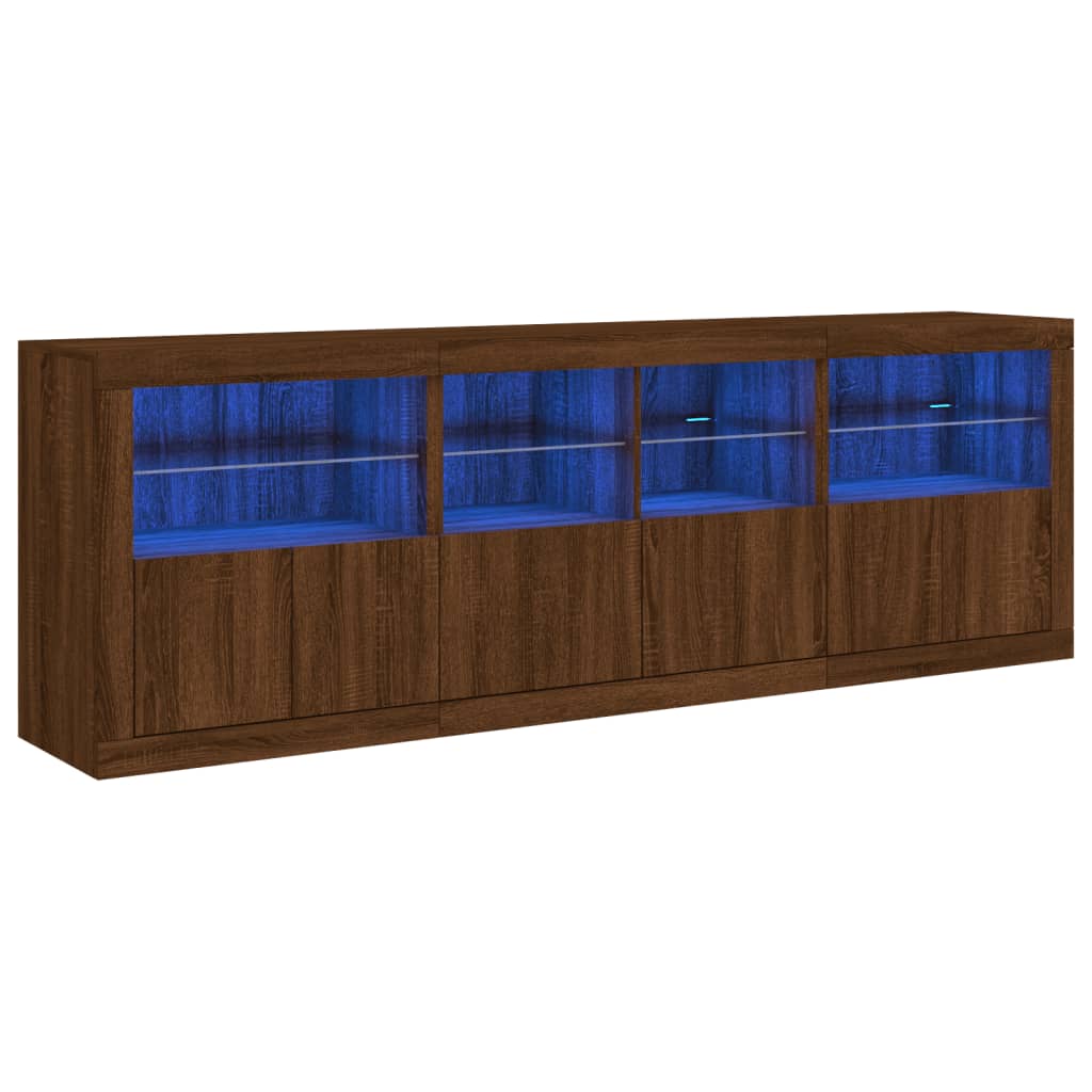 Buffet avec éclairage LED 202x37x67 cm couleur chêne