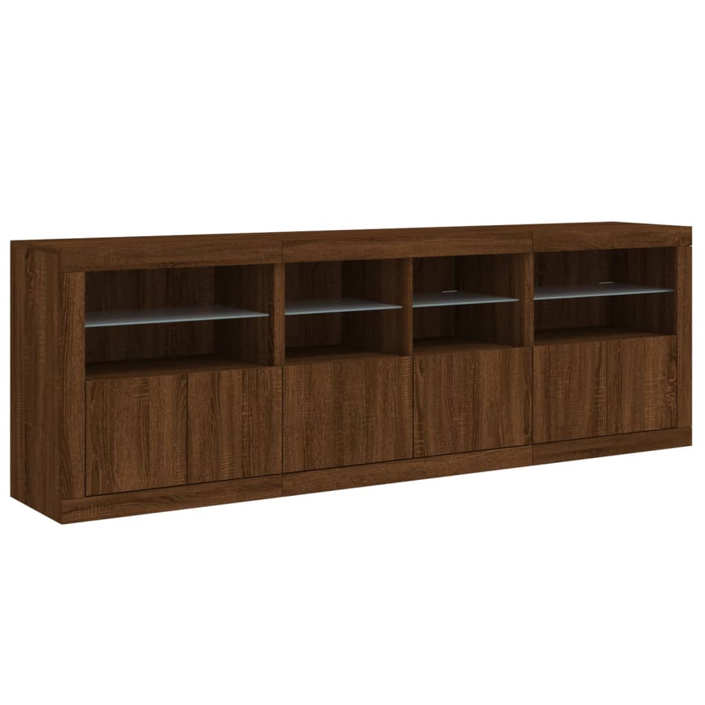 Buffet avec éclairage LED 202x37x67 cm couleur chêne