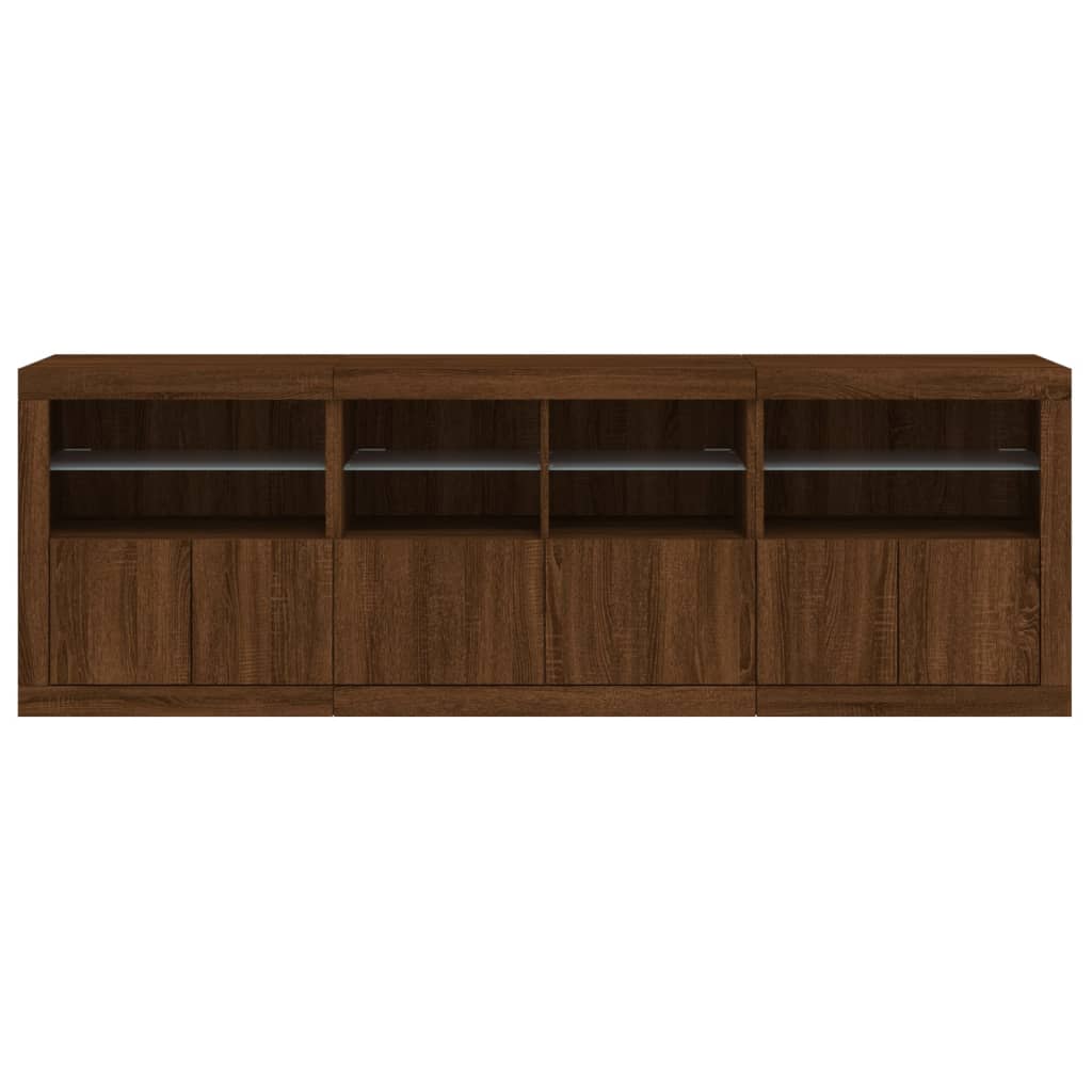 Buffet avec éclairage LED 202x37x67 cm couleur chêne