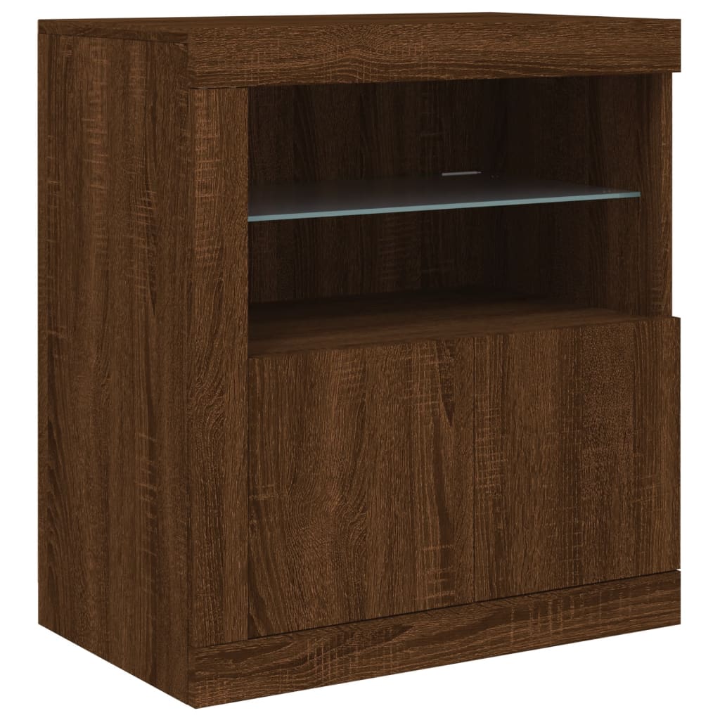 Buffet avec éclairage LED 202x37x67 cm couleur chêne