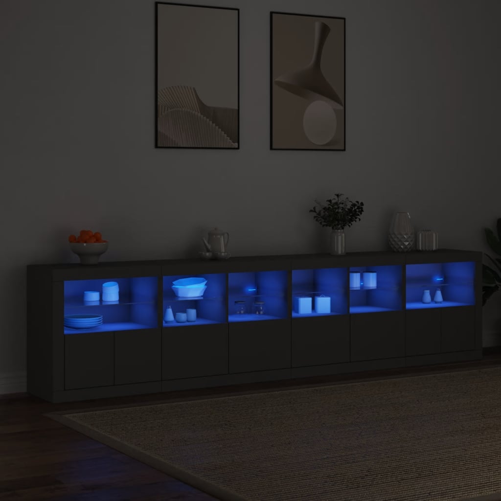 Buffet avec éclairage LED 283,5x37x67 cm