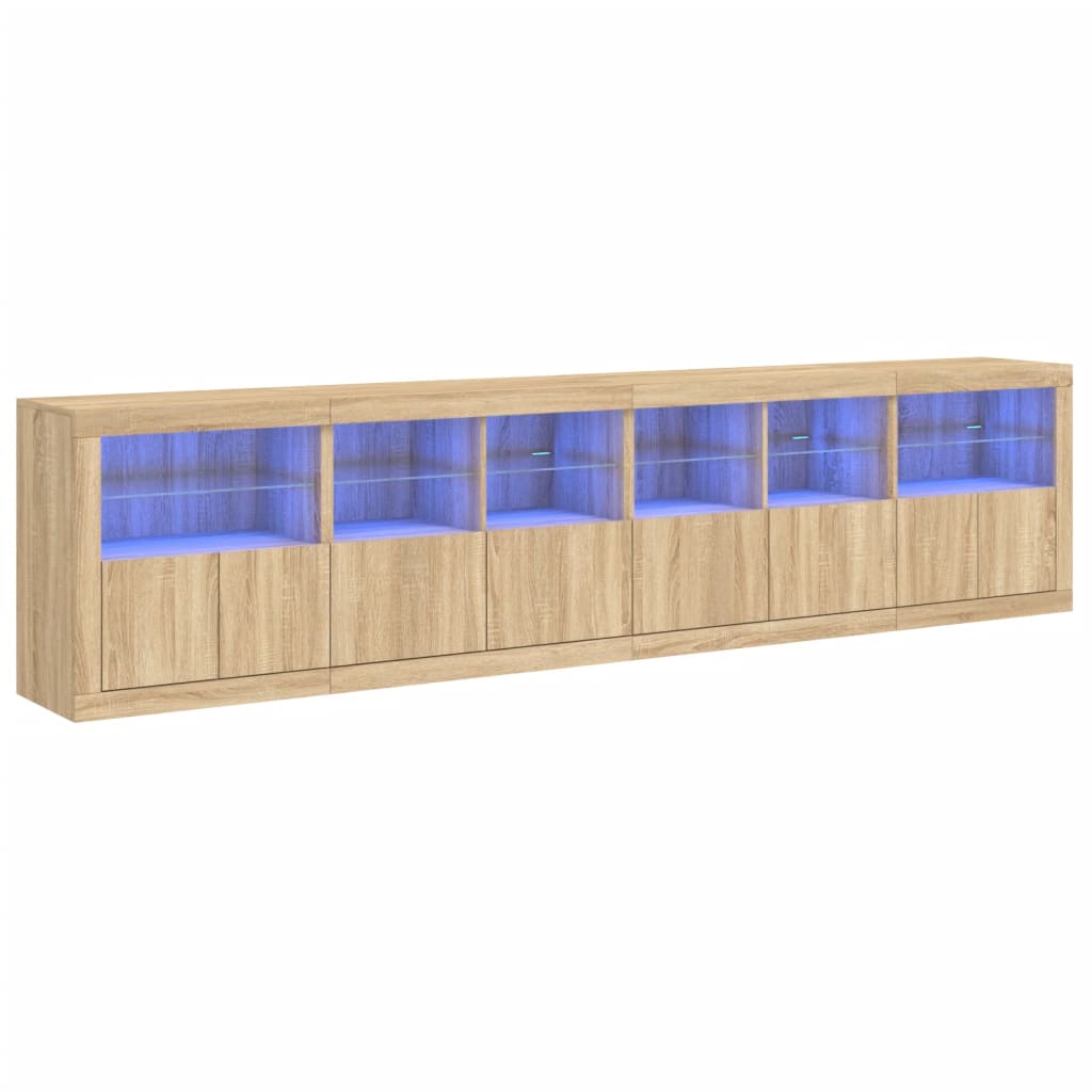 Buffet avec éclairage LED 283,5x37x67 cm