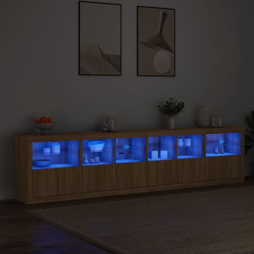 Buffet avec éclairage LED 283,5x37x67 cm