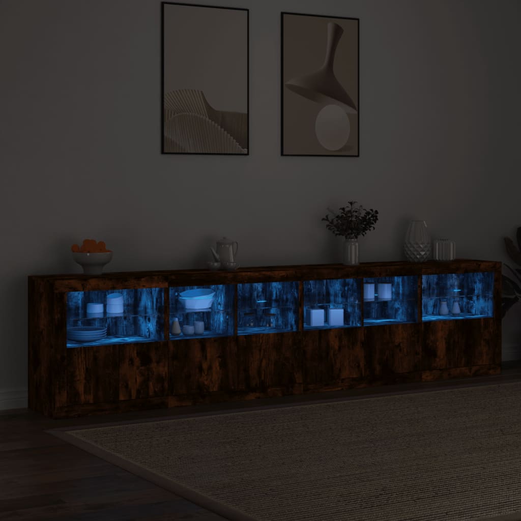 Buffet avec éclairage LED 283,5x37x67 cm