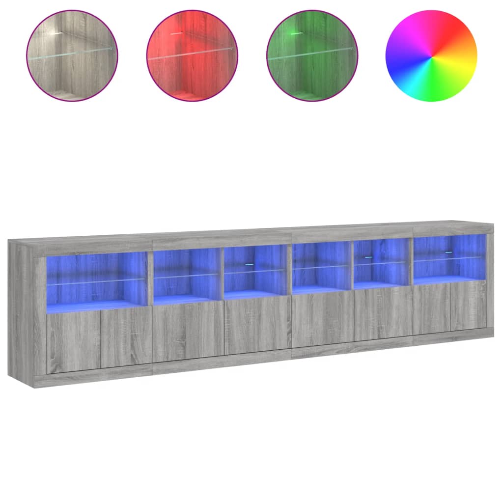 Buffet avec éclairage LED 283,5x37x67 cm