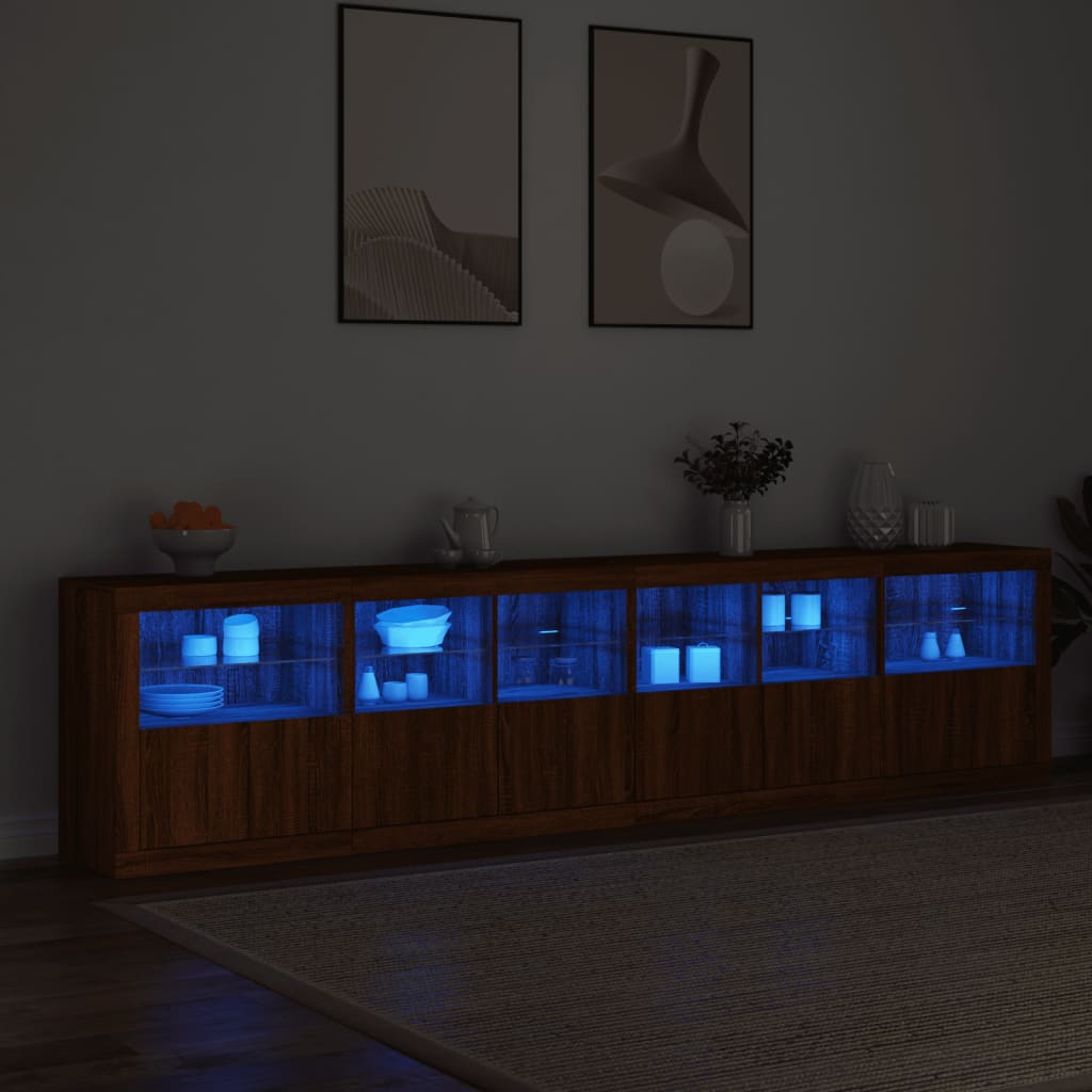 Buffet avec éclairage LED 283,5x37x67 cm