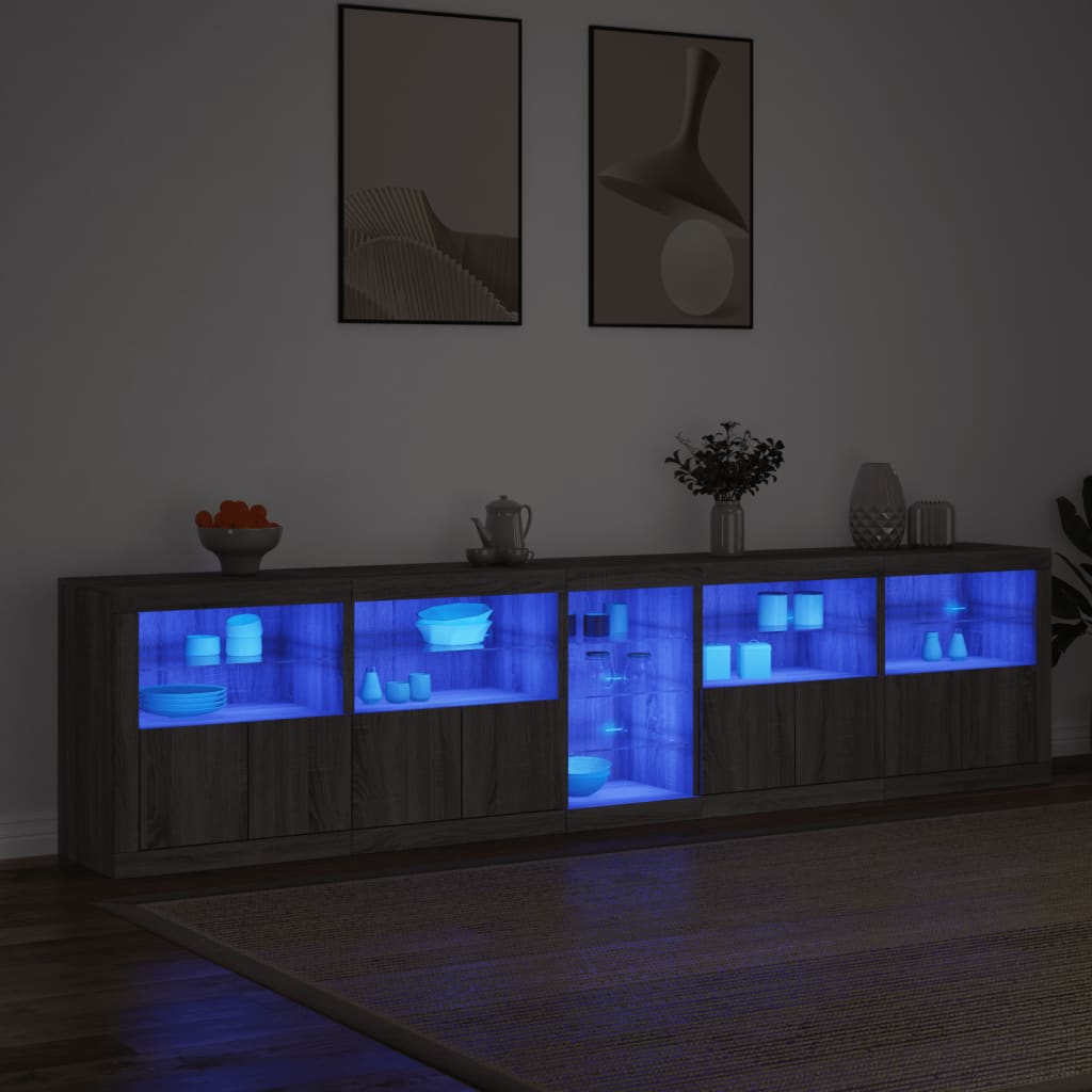 Dressoir met LED-verlichting 283x37x67 cm