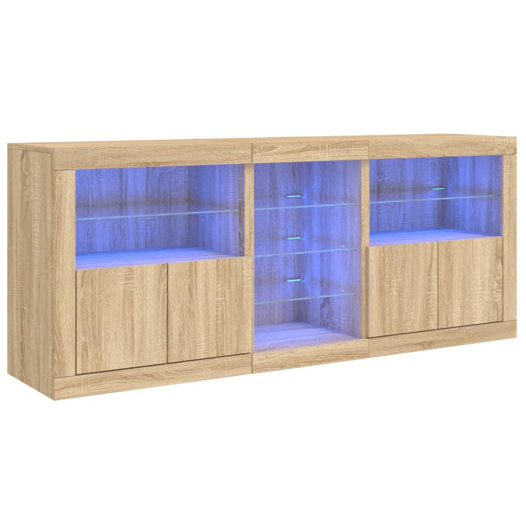 Dressoir met LED-verlichting 162x37x67 cm