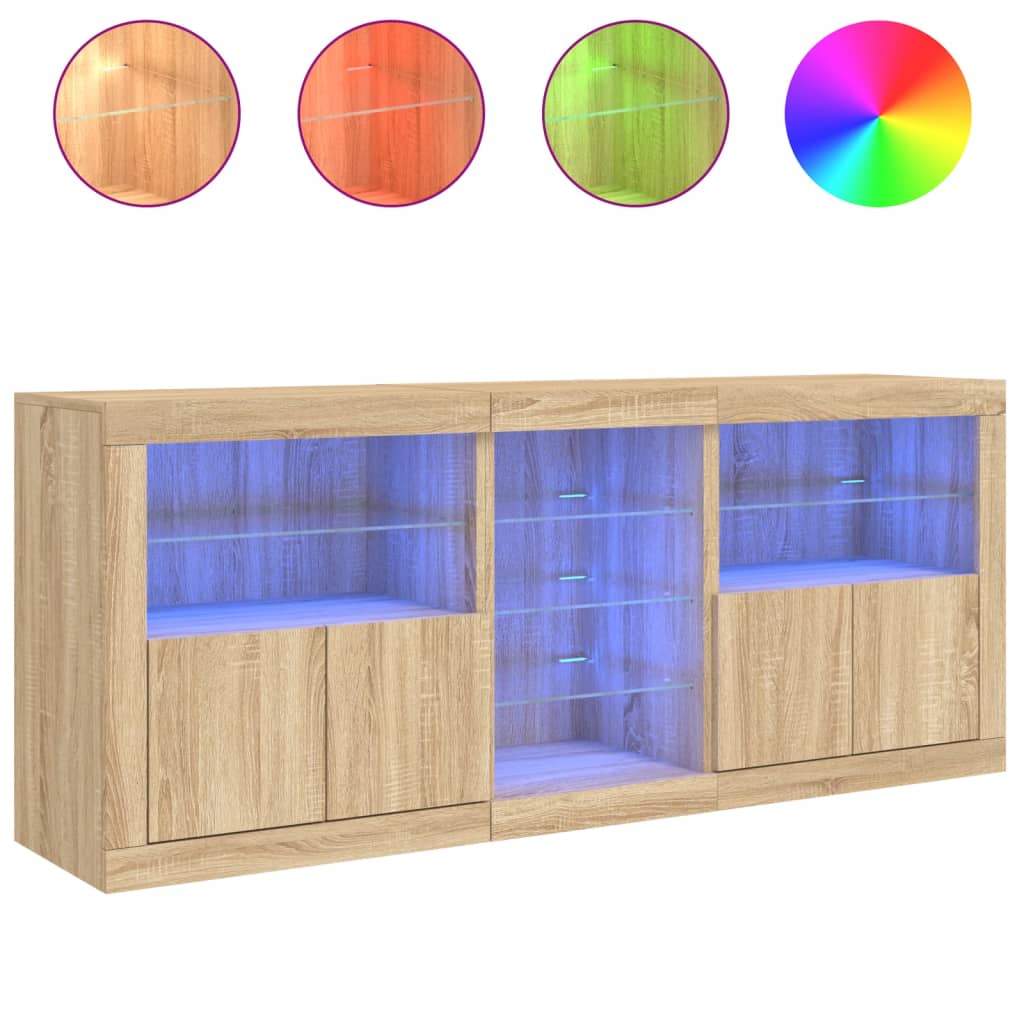 Dressoir met LED-verlichting 162x37x67 cm