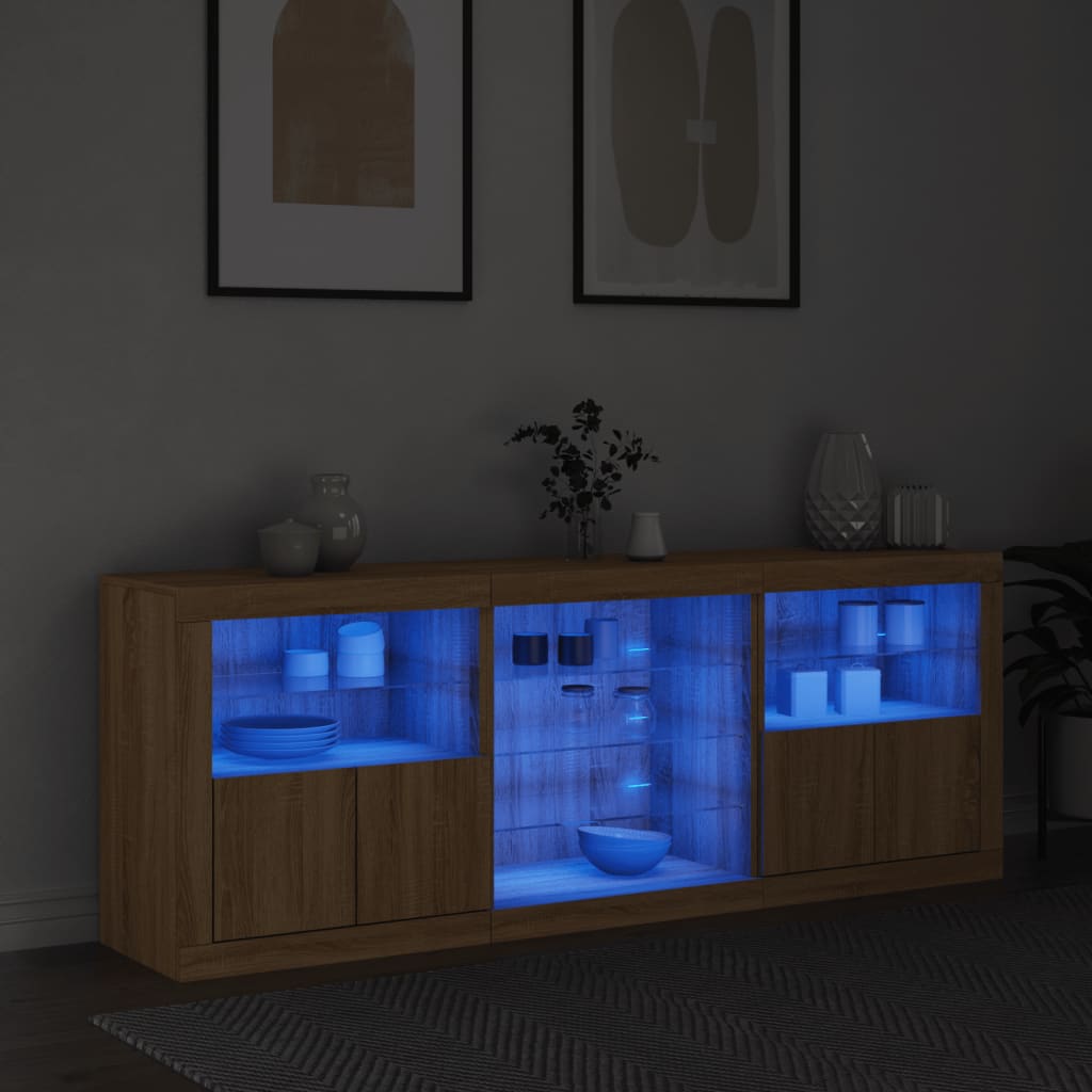 Dressoir met LED-verlichting 181,5x37x67 cm