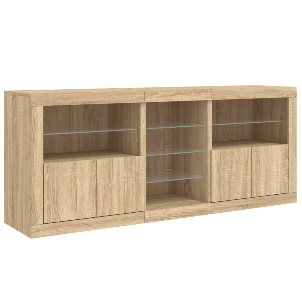 Dressoir met LED-verlichting 181,5x37x67 cm