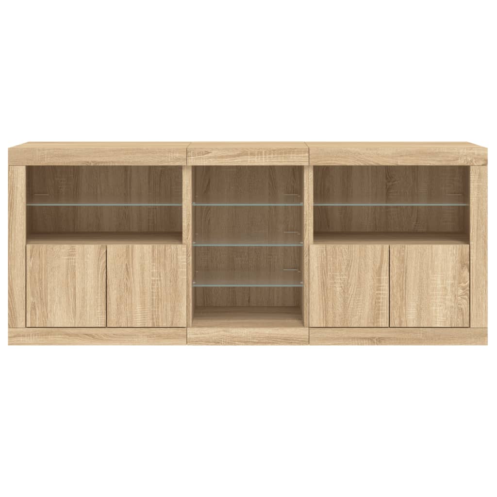 Dressoir met LED-verlichting 181,5x37x67 cm