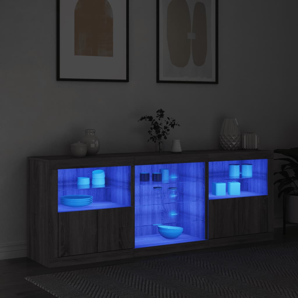 Dressoir met LED-verlichting 181,5x37x67 cm