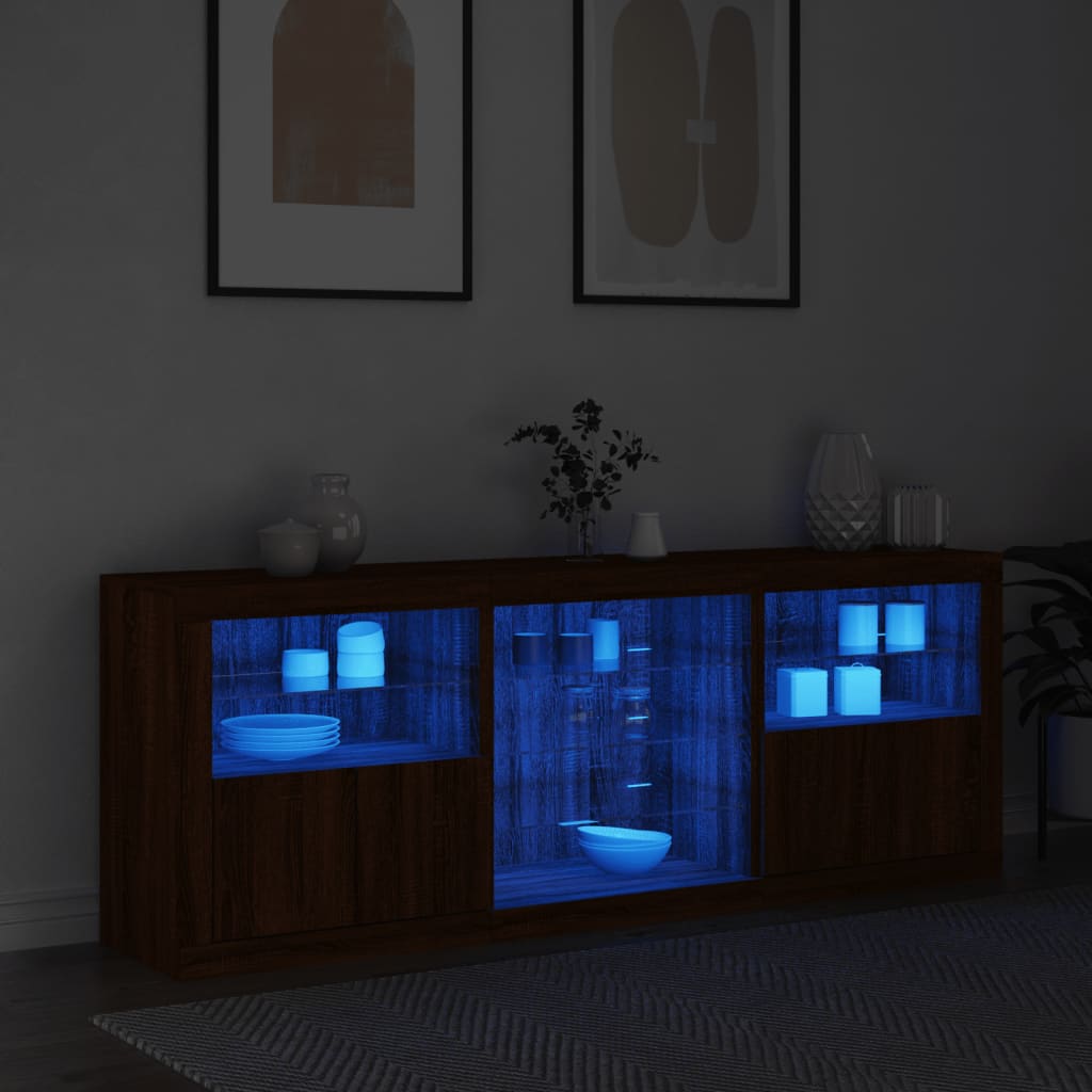 Dressoir met LED-verlichting 181,5x37x67 cm