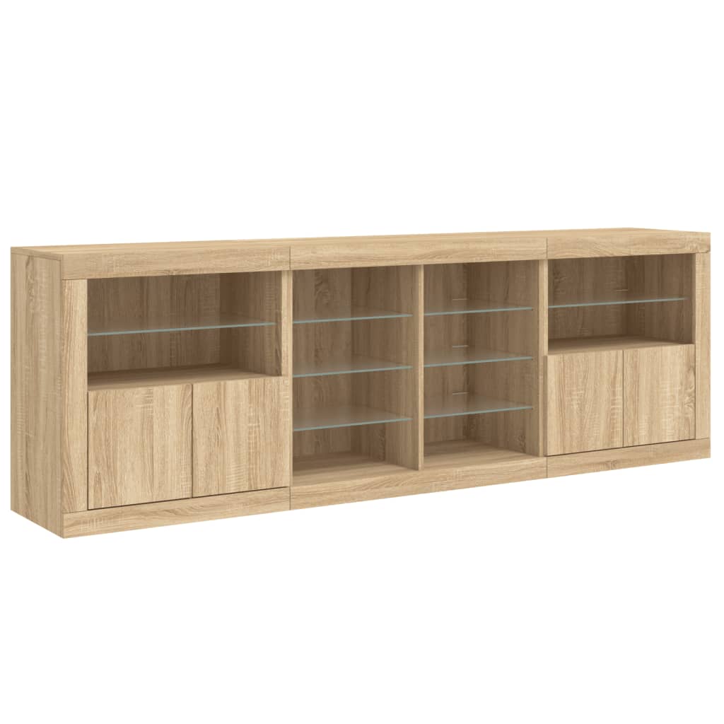 Dressoir met LED-verlichting 202x37x67 cm