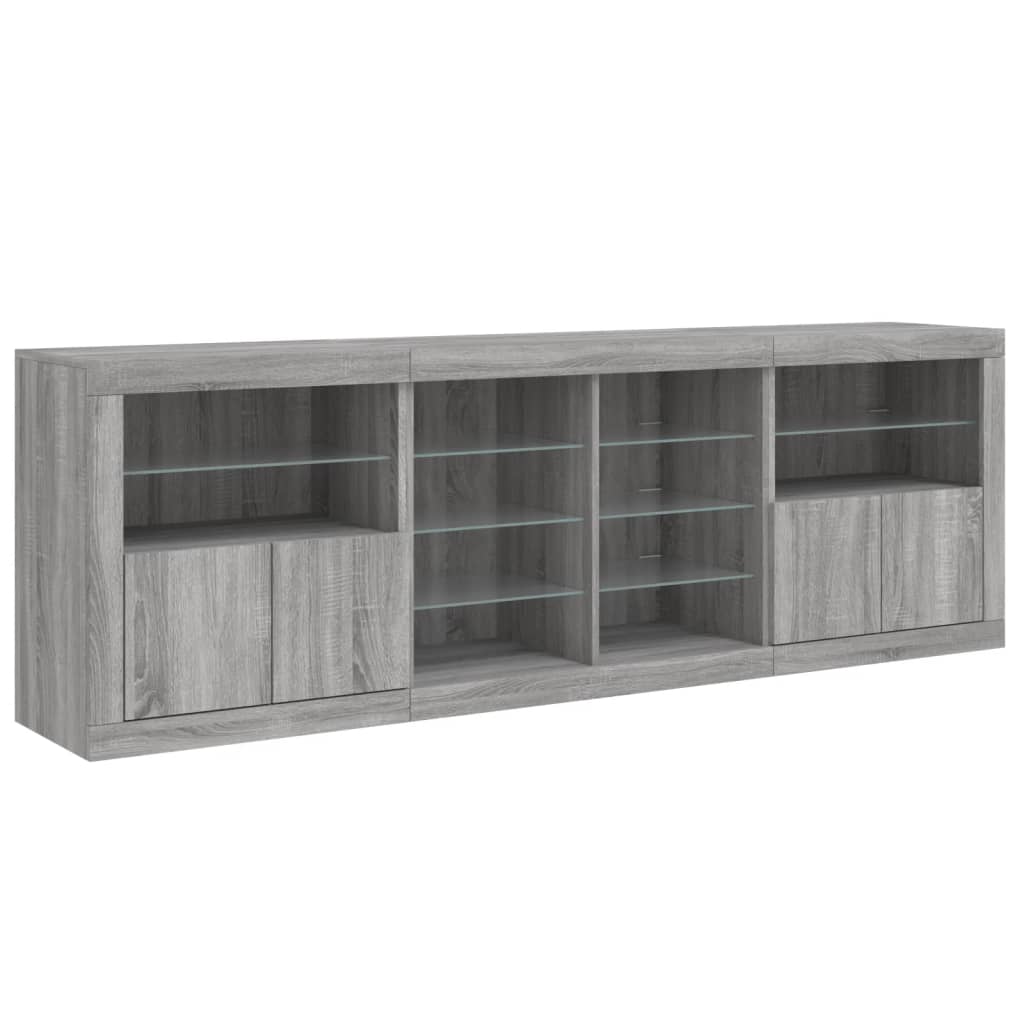 Dressoir met LED-verlichting 202x37x67 cm