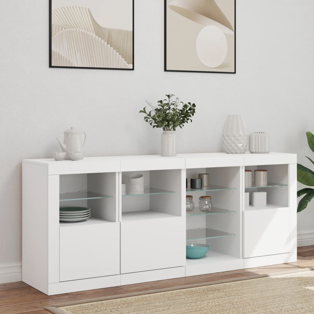 Buffet avec éclairage LED 164x37x67 cm couleur chêne